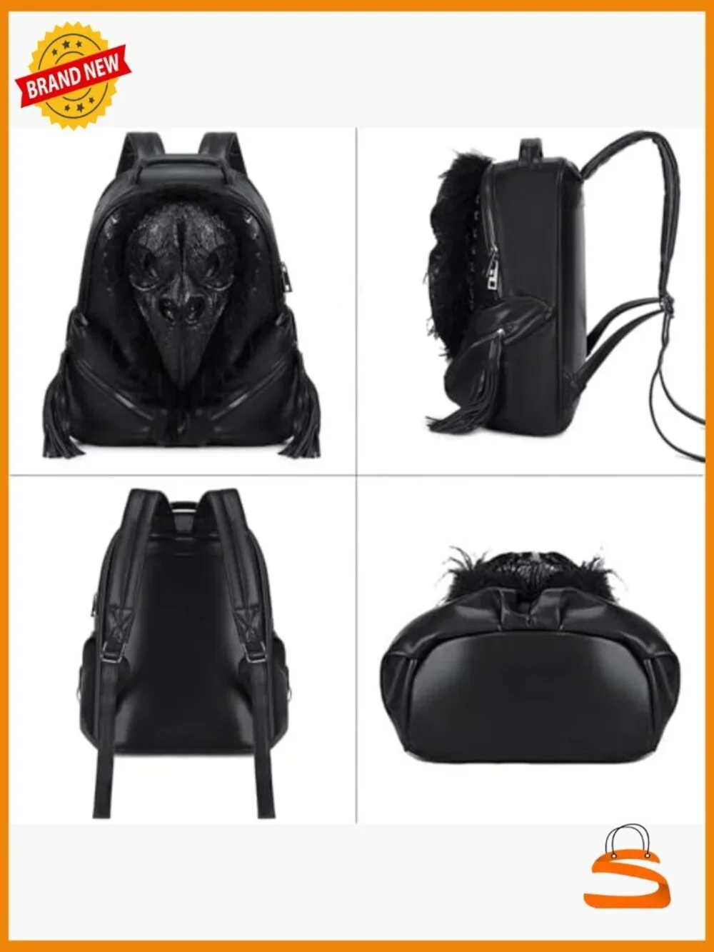 3D Skull Gothic Punk PVC Backpack Daypack Laptop Shoulder Bag Rave